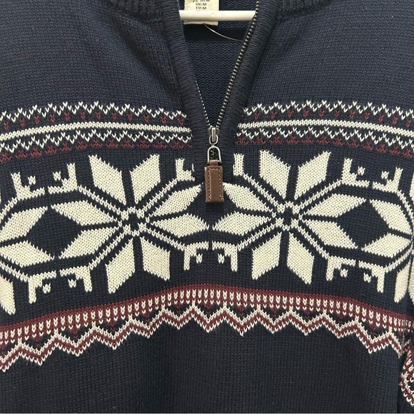 Aspen Navy Knit Quarter Zip Snowflake Pullover NWT Medium - Picture 3 of 5
